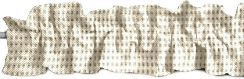 Faux Burlap Sleeve Topper Window Valance Top Bottom Ruffle Home Décor Bedroom Nursery Kitchen Window (120" Wide x 9" Tall, Ivory)